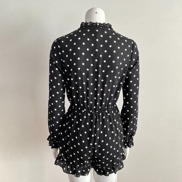 Romeo & Juliet Romper Black White Dot Print Ruffles S - Picture 3 of 9